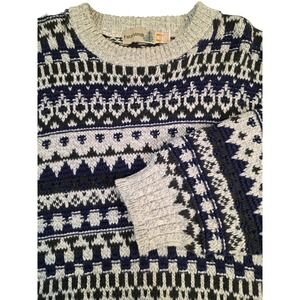 Vintage FieldMaster Sweater Mens Size M Blue Green Gray Nordic Fair Isle USA 90s